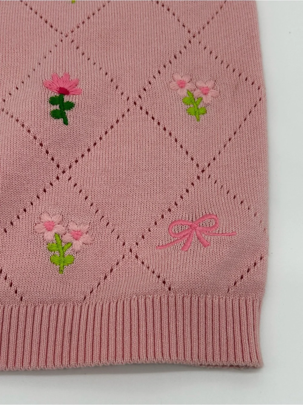 Gymboree Girls Short Sleeve Sweater in Pink with Flowers and Bows Size 8 (NWT)